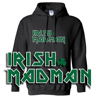   IRON MAIDEN HOODIE HOODED SWEATSHIRT SHIRT ST PATRICKS DAY BLACK