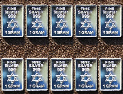 NEW  10 X 1 Gram STAR OF DAVID 999 Fine Pure SOLID SILVER BULLION BAR 