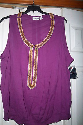 Womens Trendy St.Johns Bay Purple Beaded Sleeveless Tank Top NWT Plus 