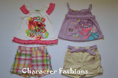 ELMO or ABBY CADABBY Outfit Set 2T 3T 4T Shirt Shorts SESAME STREET