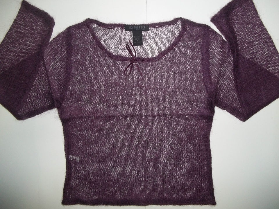 New EXPRESS World Brand BURGUNDY Sheer Loose Fit Lightweight Sweater 