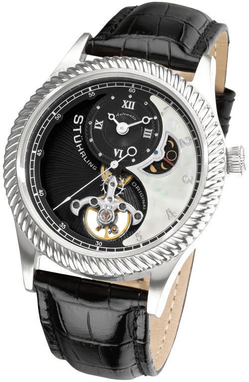 Stuhrling 91D 33151 Enigma Auto MOP Dial Leather Strap Mens Watch