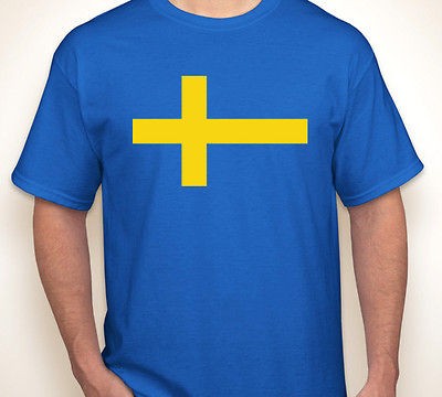 SWEDEN FLAG Swedish/Swede pride team country retro blue jersey/T shirt 