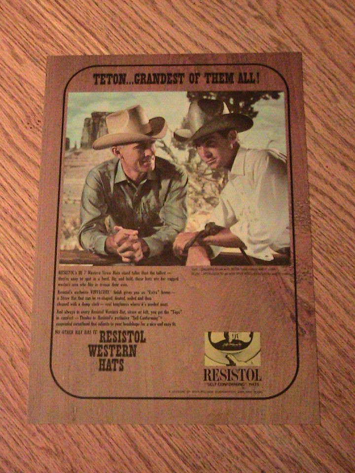   WESTERN HATS ADVERTISEMENT TETON COWBOYS AD STRAW STYLE MEN RARE