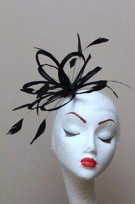 new black wedding fascinator hat headpiece