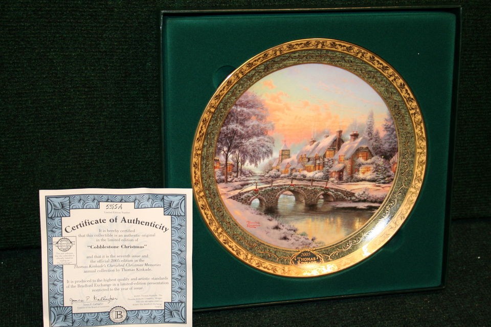 Thomas Kinkade Cobblestone Christmas Limited Edition Christmas Plate