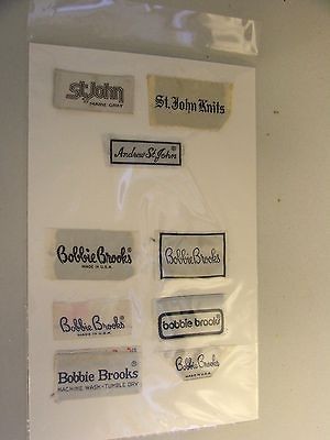 LOT OF 9 VINTAGE FABRIC CLOTHING LABELS BOBBIE BROOKS & ST. JOHN