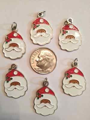 DARLING LOT OF 6 SILVERTONE & ENAMEL AFRO AMERICAN SANTA CHARMS LEAD 