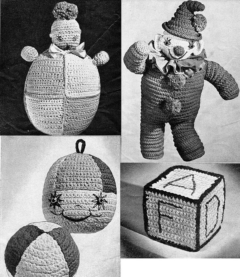   22 Roly Poly 12 Balls 5 and Block Toys Vintage Crochet Pattern