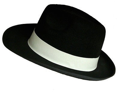 Al Capone Black Gangster Hat Mob Fancy Dress Michael Jackson Trilby