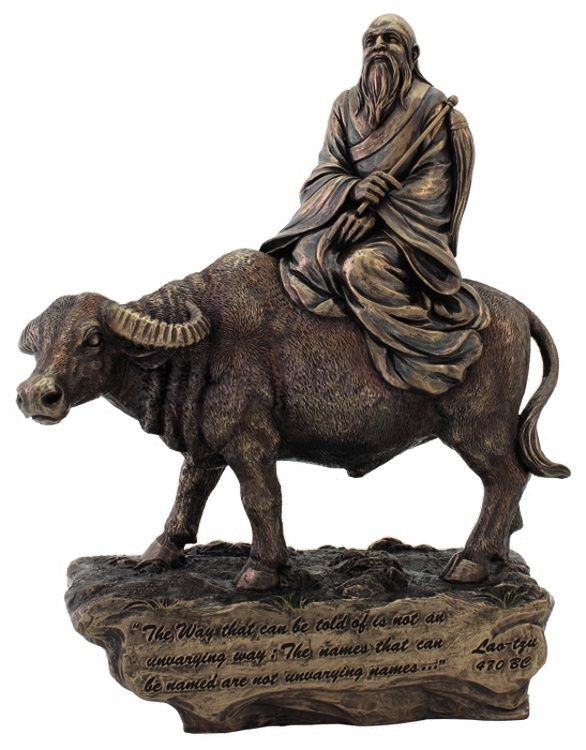 LAO TZU ON WATER BUFFALO Laozi Taoism Statue Sculpture Bronze 10 Tao 