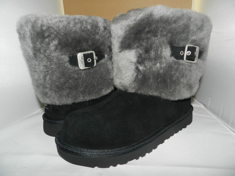 UGG Australia Ellee Kids/Women 1001672 Black Suede 100% Authentic 