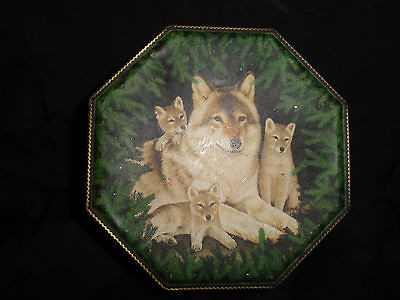 Alaska Timber WOLVES Wolf TIN Mother Pups Cabin Lodge RUSTIC Wildlife 