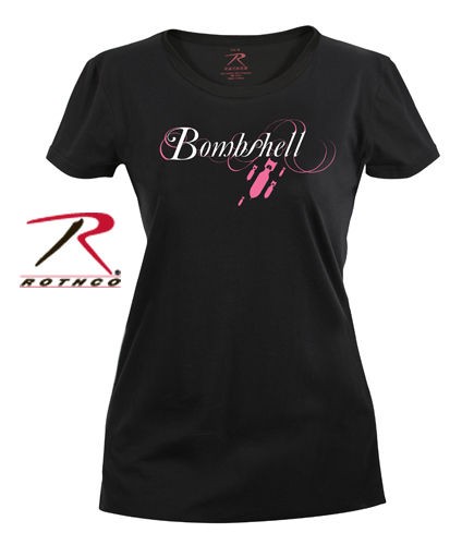 Ladies Bombshell Black Sleep Longer T Shirt Womens USAF USMC Army 