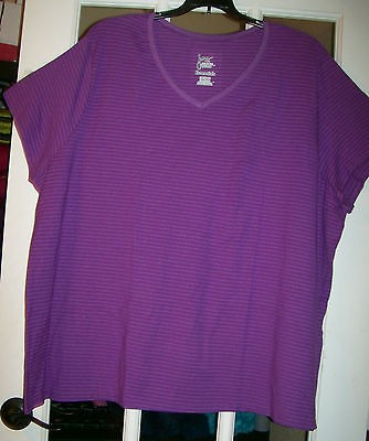    32W)WOM​AN PLUS SHORTSLEEVE V NECK TOP/BLOUSE/VIO​LET STRIPE/NEW