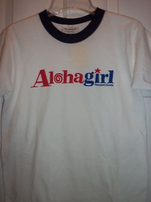 NWT white Hawaii Aloha Girl Pineapple County surf sand beach ringer 