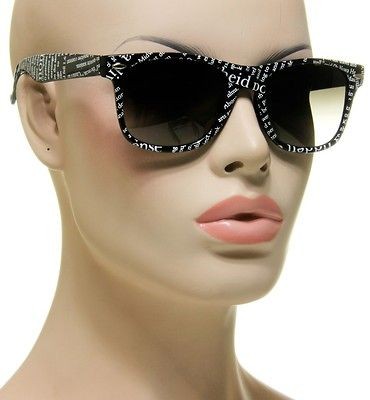 Mens or Womens 80s Vintage Newspaper Print Sunglasses Square Black 