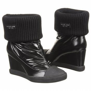 2012 MICHAEL KORS WINTER WEDGE NYLON LOGO ANKLE BOOTIES 36.5