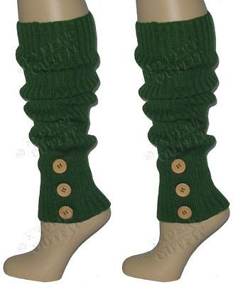   LEG WARMER Green SOCKS WITH SIDE BUTTONS NEW WHOLESALE SALE #E0111