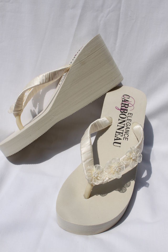 ivory wedge flip flop ivory bridal sandals more options us shoe size 