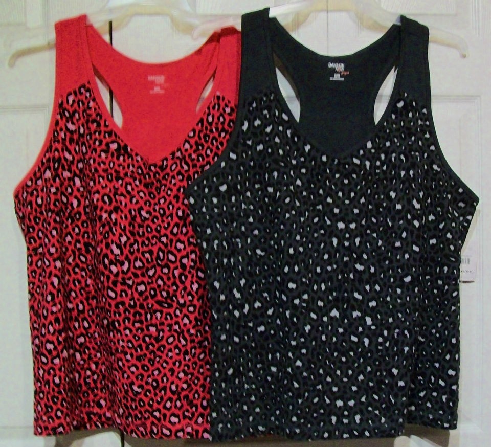   Pink or Gray Animal Print Yoga Tank Top w/Bra Womens 2X 3X 4X NWT