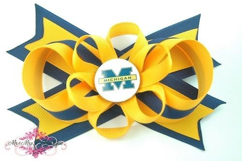 michigan wolverines hair bow on a headband baby ncaa