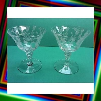 CLEAR DEPRESSION GLASS FLOWER TRELLIS STEMMED SHERBET DESSERT CUP SET 