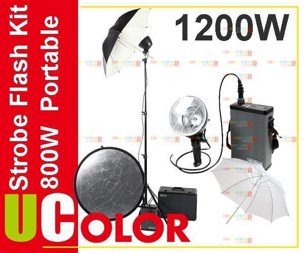 1200W Dual Power Portable Studio Flash Strobe Light Kit 2 x 600W