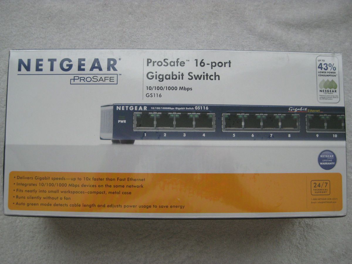 New Netgear GS116 16 Port 10 100 1000 Mbps Gigabit Ethernet Switch 