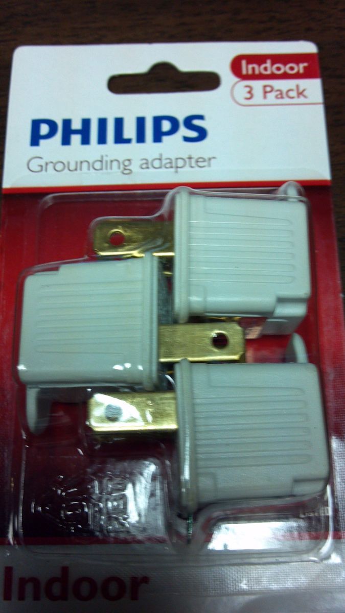 brand new 3 phillips grounding outlet adapters 3 to 2 prong indoor tap 