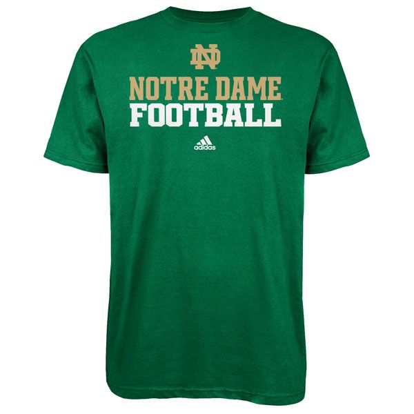 Notre Dame Fighting Irish Adidas 2012 Football Practice T Shirt Kelly 
