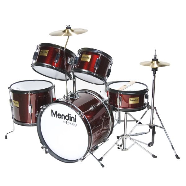 Pcs Child Junior Drum Set Stick Cymbal Stool Wine Red