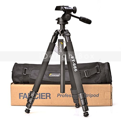 Pro Fancier ft 686 Tripod with 3 Way Pan Head Bag New