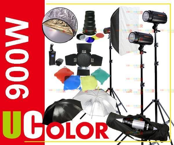 900W Strobe Studio Flash Light Kit Lighting Set 3 x 300W B2
