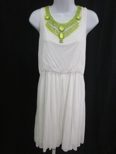 ALC Grn White Rhinestone Knee Length Sleeveless Dress M