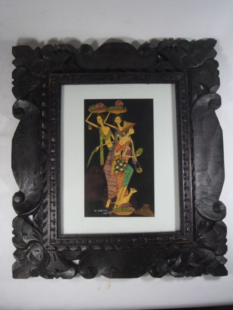 15 Hand Painted Bali Water Painting in Wood Frame Art