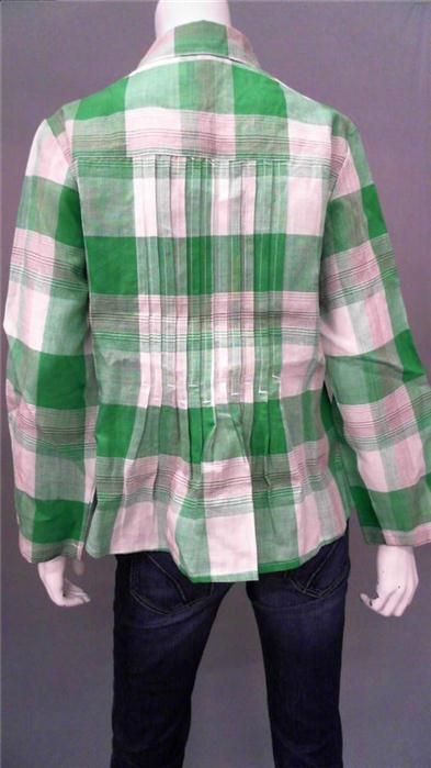   Womens Plaid Long Sleeve Button Down Top Sz XL White Green US