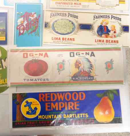 20 Vintage Canned & Crate Food Labels * MILK Tomatos CALIFORNIA FRUIT 