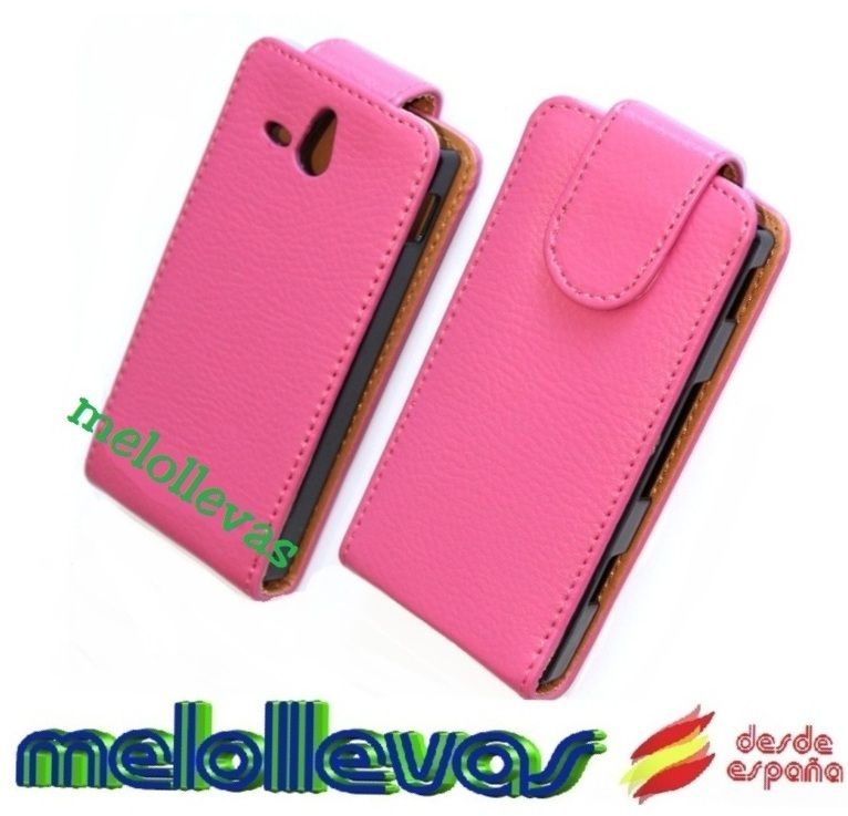 Funda Cuero Piel Para Sony Xperia U ST25i Cuero Fucsia Buena Calidad 