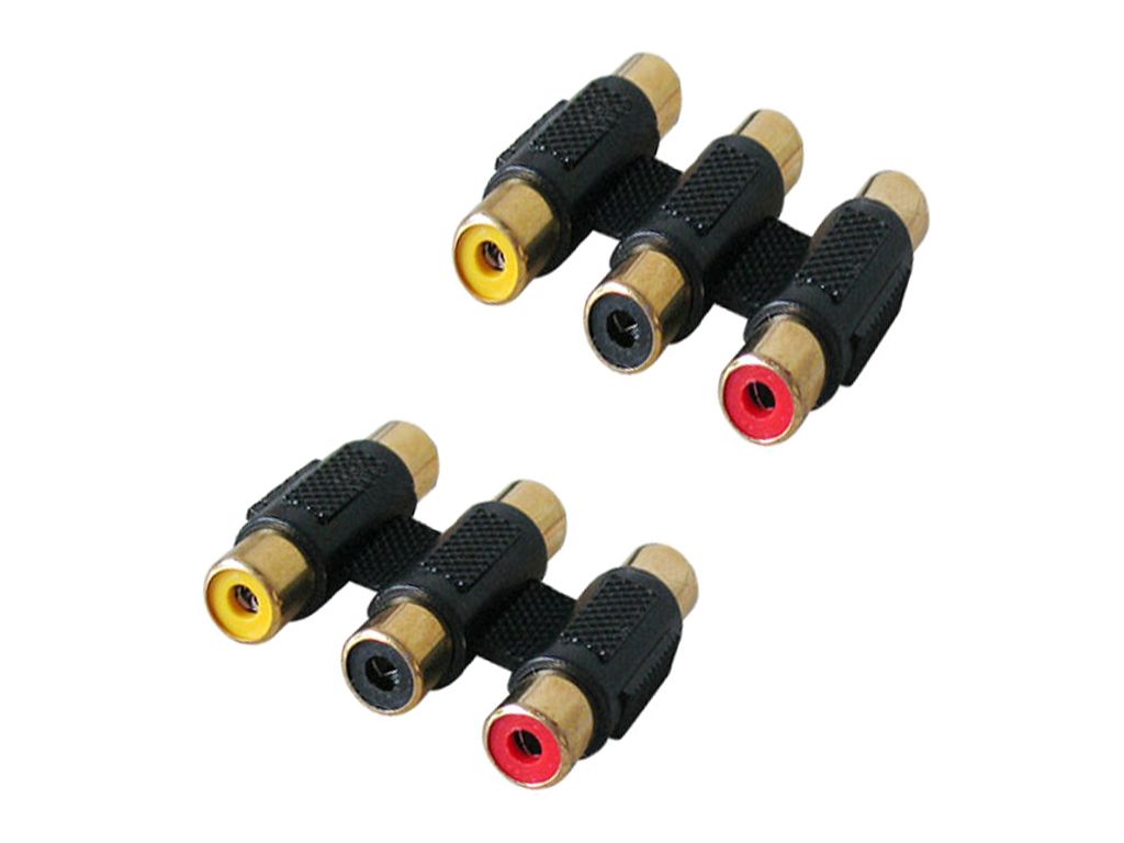 to F 3 RCA AV Coupler Cable Joiner Adapter Component