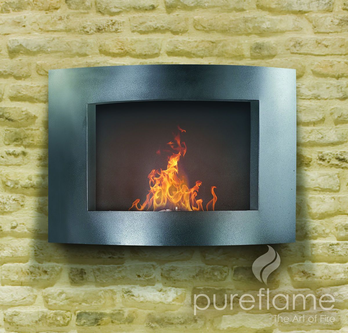 Pure Flame Adena Wall Mounted Vent Free Fuel Ethanol Fireplace Modern 