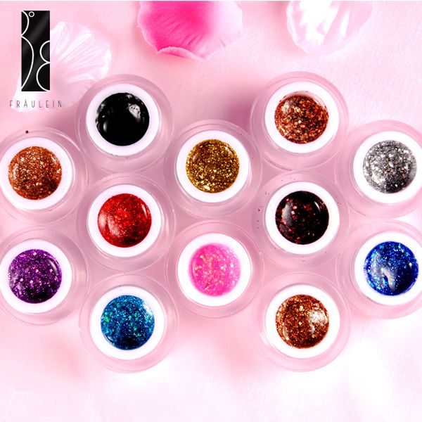 Set de 12 Color UV Gel Glitter Manicura Decoracion Uñas