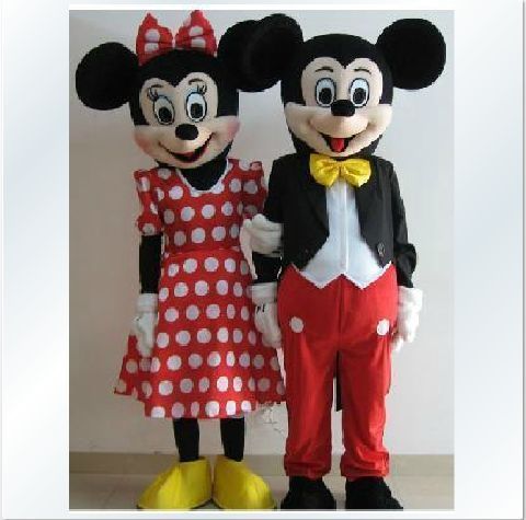 Mickey and Minnie Mouse Mascot Costume Adult Size 2 Pcs Cartoon Suits 