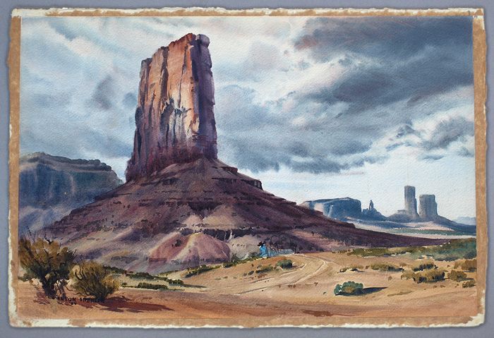 1954 Duncan Spencer 15x23 Watercolor Merrick Butte Monument Valley 