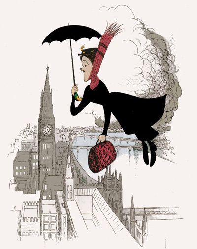 Mary Poppins Flying Over London Signed Al Hirschfeld