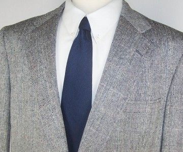 46R Austin Reed 100 Silk Black White Tweed Sport Coat Jacket Suit 