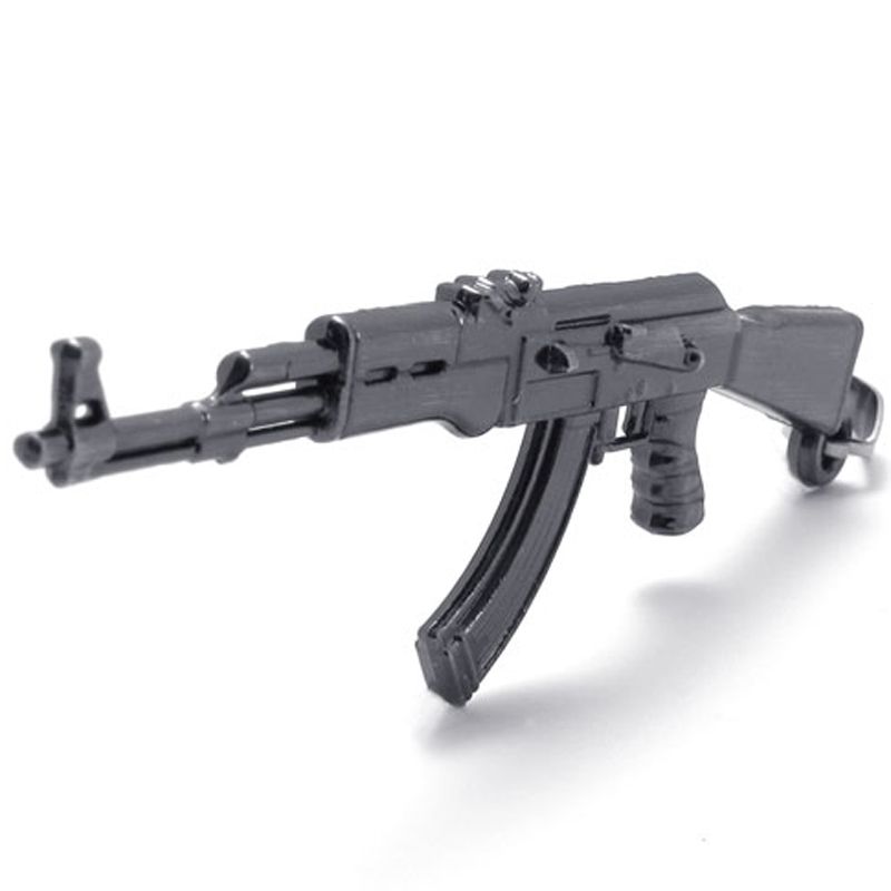 Stainless Steel 2 3 Toy AK 47 AK47 Rifle Firearms Machine Gun Pendant 