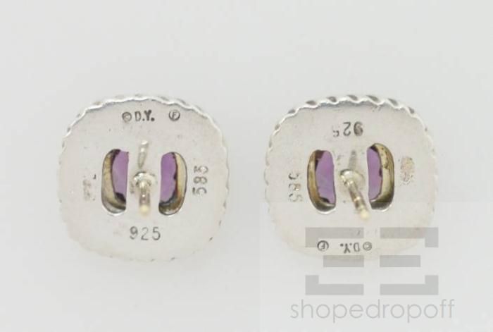 David Yurman Sterling Silver & 14K Gold Amethyst Albion Stud Earrings