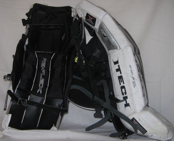   RX5 Size 28 Black White Silver Ice Hockey Goalie Leg Pads