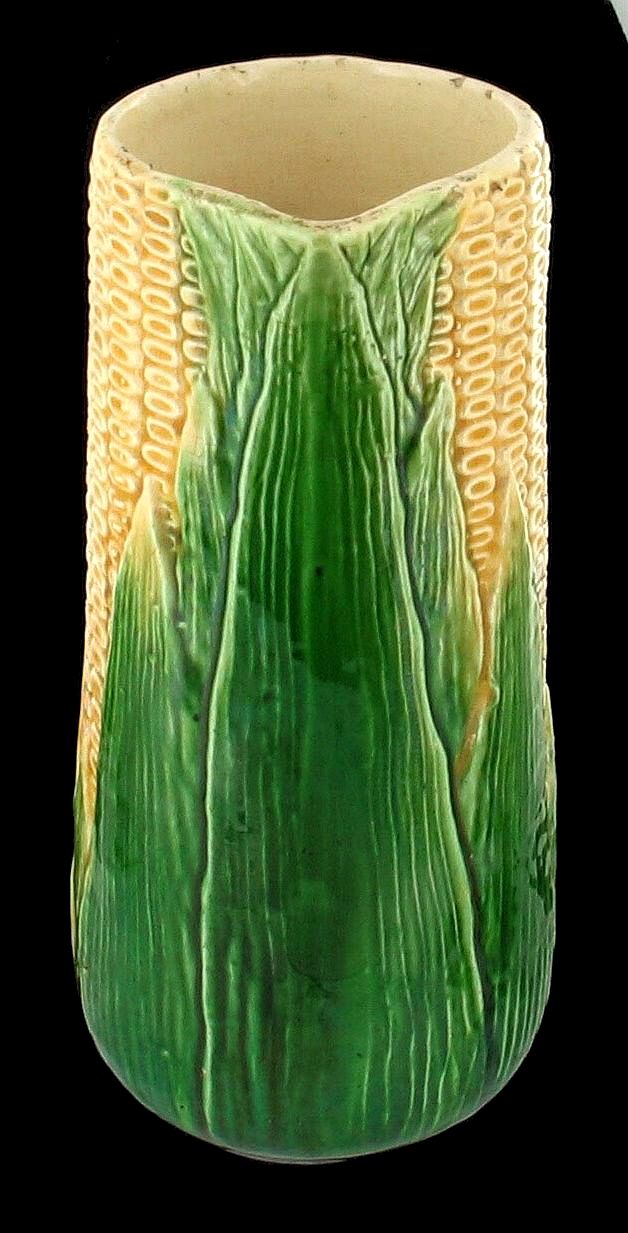 RARE Antique Brush McCoy Majolica 11 inch Corn on The COB Pitcher 